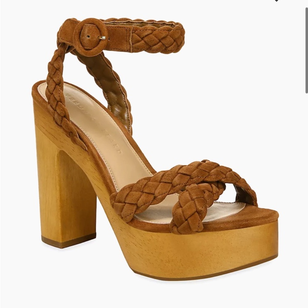 Veronica Beard Brown Braided Suede Platform Sandals